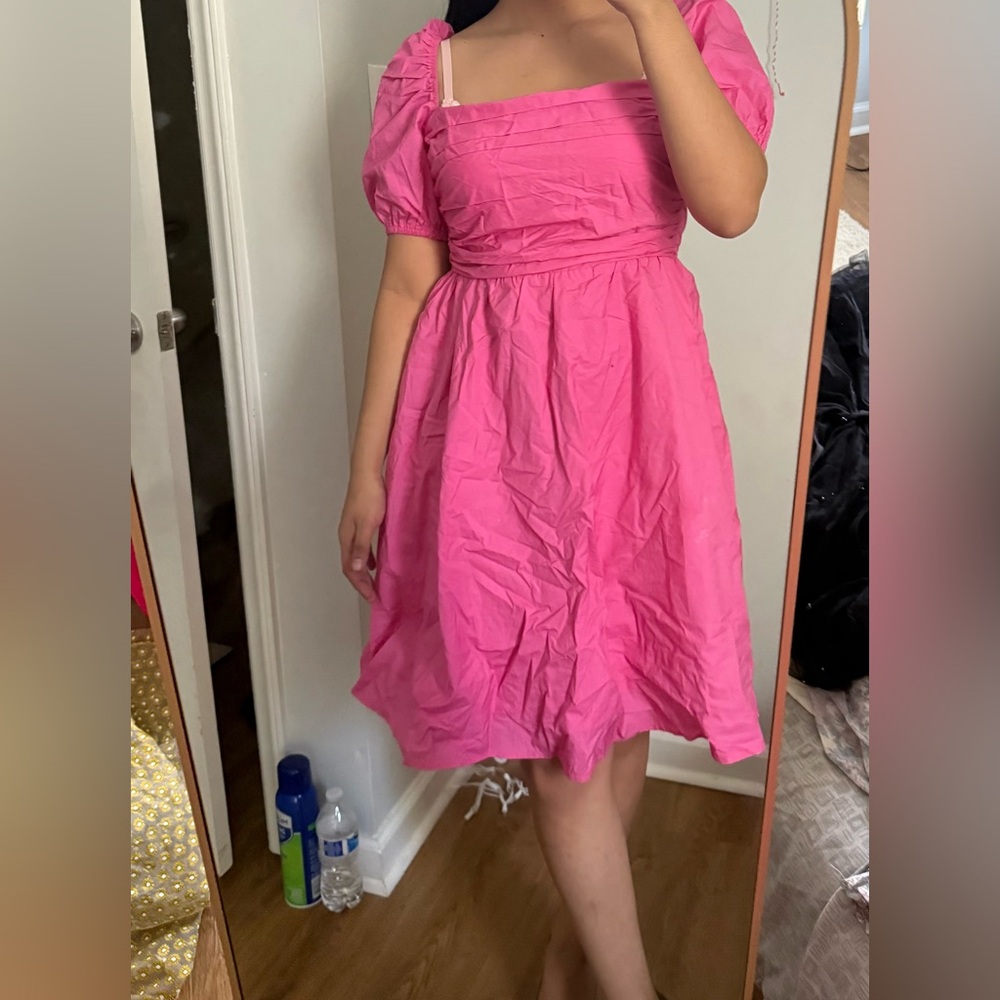 Pink Puff Sleeve Dress